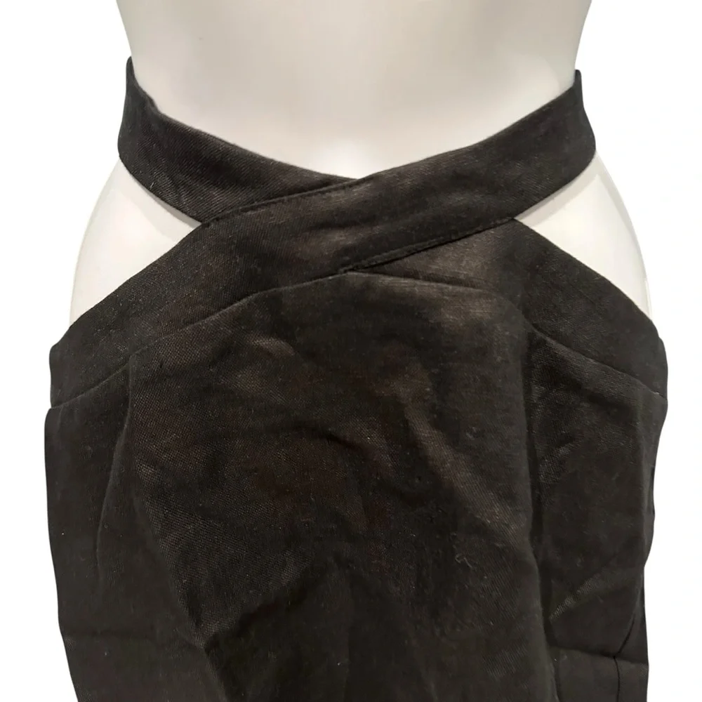 Rumer Avalon Mini Wrap Skirt Black Linen Small New with Tag